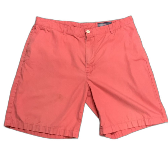 Vineyard Vines Jetty Red Cotton Classic Flat Front Chino Club Shorts Size 38 - Picture 1 of 12